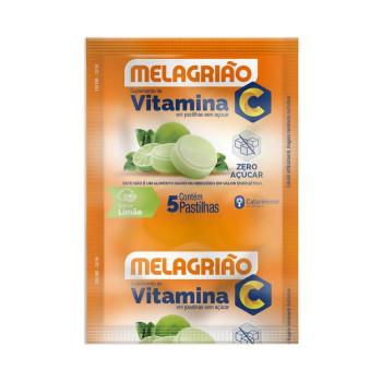 Pastilha Melagrião Suplemento de Vitamina C Zero Açúcar Sabor Limão 5 unidades