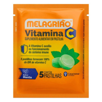 Pastilha Melagrião Vitamina C Sabor Menta 5 unidades