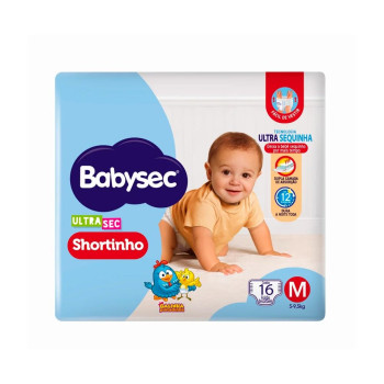 Fralda Babysec Ultrasec Shortinho Tamanho M 16 Unidades Descartáveis
