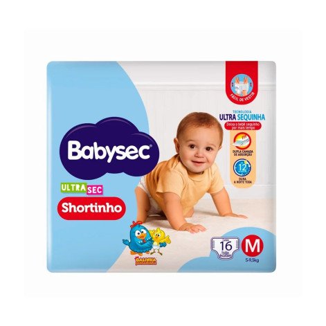 Fralda Babysec Ultrasec Shortinho Tamanho M 16 Unidades Descartáveis