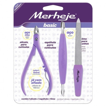 Kit Merheje Basic Alicate+Espatula+Lima Lilas