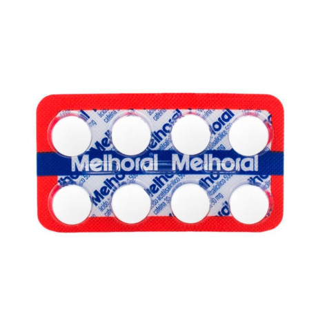 Analgésico Melhoral Ácido Acetilsalicílico 500mg + Cafeína 30mg 8 Comprimidos