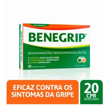 Benegrip Dipirona Monoidratada 500mg + Maleato de Clorfeniramina 2mg + Cafeína 30mg 20 comprimidos