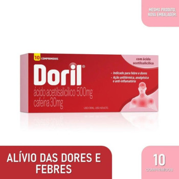 Doril Ácido Acetilsalicílico 500mg + Cafeína 30mg 10 comprimidos