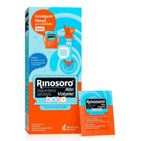 Refil Rinosoro Alto Volume Baby 9mg/ml Pó para Solução Nasal 15 sachês