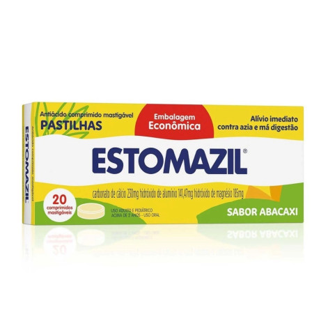 Estomazil Sabor Abacaxi Com 20 Pastilhas Mastigáveis