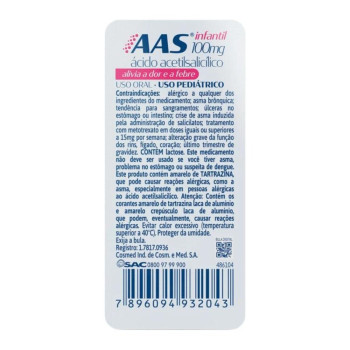 AAS Ácido Acetilsalicílico 100mg 10 comprimidos