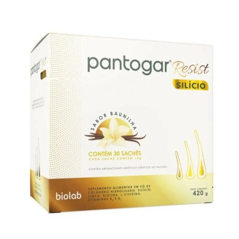  Polivitamínico Pantogar Resist Silício Baunilha 30 Sachês de 14g Cada