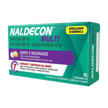 Naldecon Multi Paracetamol 800mg + Cloridrato Fenillefrina 20mg 16 comprimidos