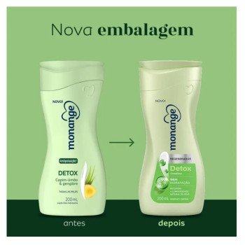 Loção Corporal Deo-Hidratante Capim-Limão & Gengibre Monange Detox Frasco 200ML