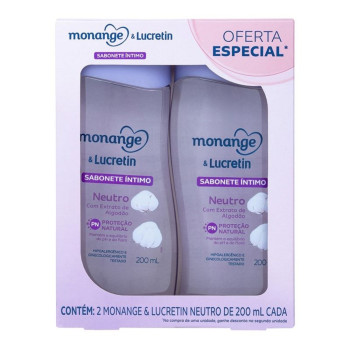 Kit Sabonete Líquido Íntimo Monange e Lucretin Neutro 2 Unidades de 200ml cada