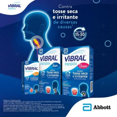 Vibral Pediátrico 1,5mg/ml Sabor Framboesa Xarope 120ml