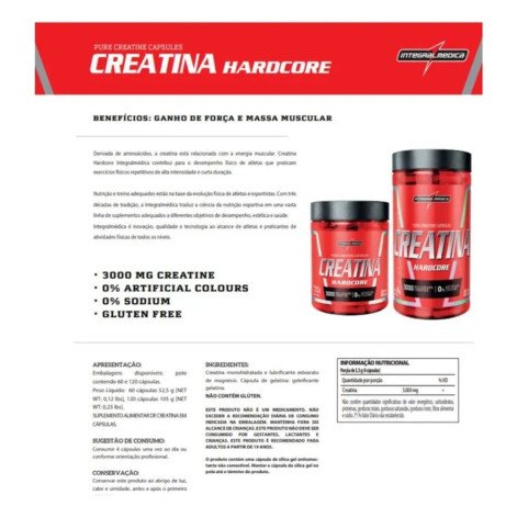 Creatina Hardcore Integralmédica 60 Cápsulas