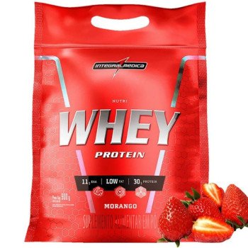 Suplemento em Pó Nutri Whey Protein Integralmédica 900g Sabor Morango