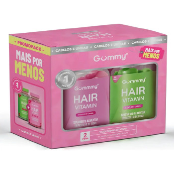 Combo Gummy Hair Cabelos 60 Gomas e Unhas Maça Verde 60 Gomas Trutii Frutti