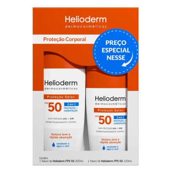 Kit Helioderm Protetor Solar Corporal 2 Em 1 Fps50 200ml +120ml