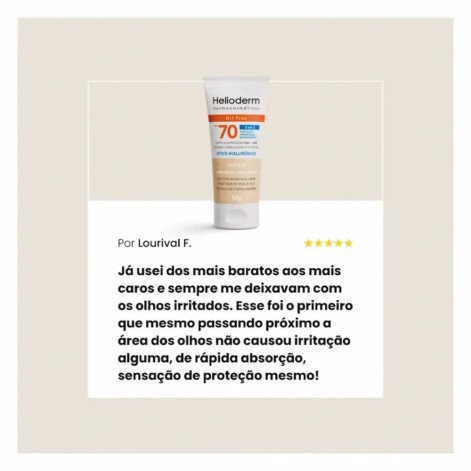 Protetor Solar Facial Helioderm FPS 70 Ativo Hialurônico Bege Claro 50g