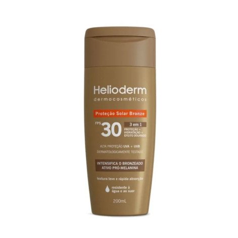 Protetor Solar Bronze Helioderm 3 Em 1 Fps30 Efeitou Dourado 200ml