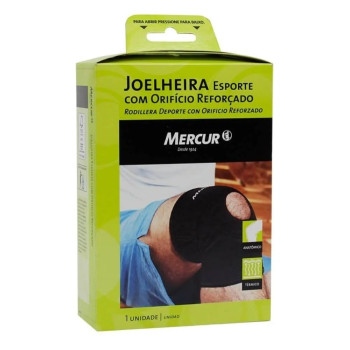 Joelheira Esporte com Orifício Mercur Tamanho M Preto com 1 Unidade