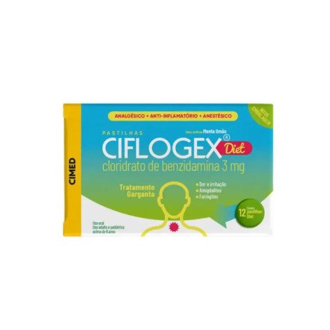 Pastilha Ciflogex Diet Sabor Menta Limão 12 unidades