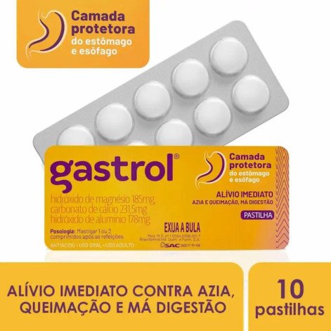Gastrol 185mg + 231,5mg + 178mg 20 Pastilhas Mastigáveis