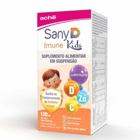 Suplemento Alimentar Aché Sany D Imune Kids Sabor Morango Uso Oral 120ml