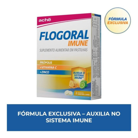 Flogoral Imune Pastilha Mel e Limão 8 Unidades