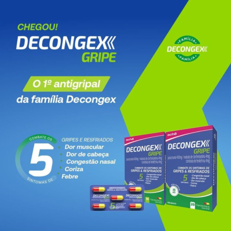 Decongex Gripe Paracetamol 400mg + Maleato de Clorfeniramina 4mg + Cloridrato de Fenilefrina 4mg 10 cápsulas