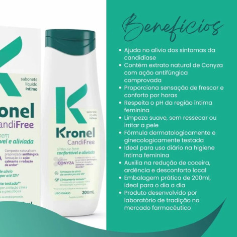 Sabonete Líquido Íntimo Kronel CandiFree 200ml