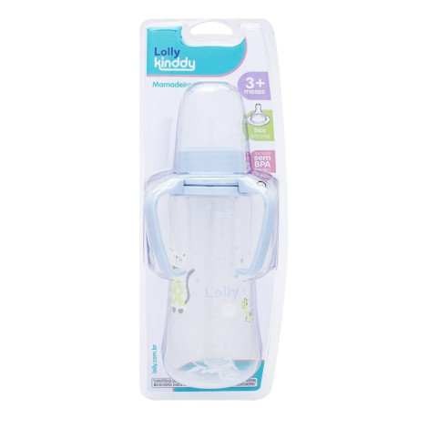 Mamadeira Lolly Zoo Com Alça 250ML Bico de Silicone Redondo Masculino