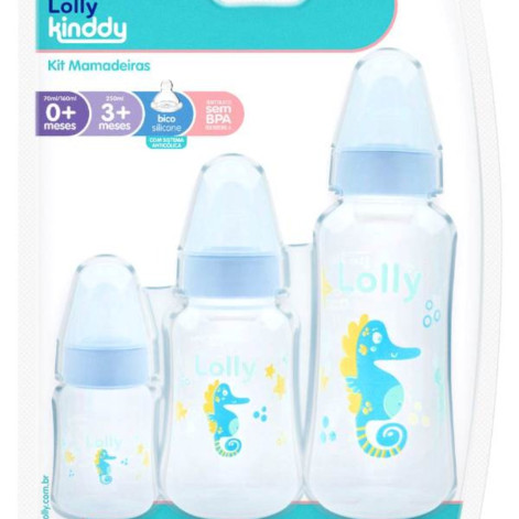 Kit Mamadeira Lolly Oceano Azul 3 Unidades