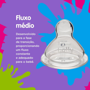Bico Mamadeira Big T2 Fluxo M, Lolly, Transparente