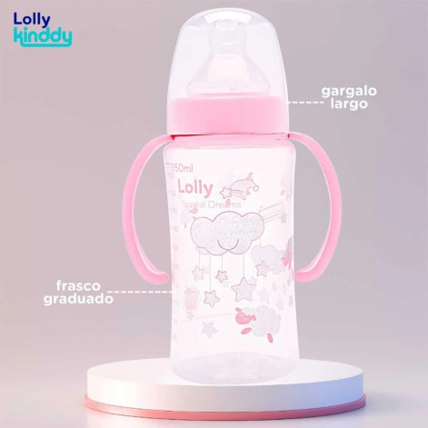 Mamadeira Lolly Big Dreams com Alça Rosa 350ml 1 unidade