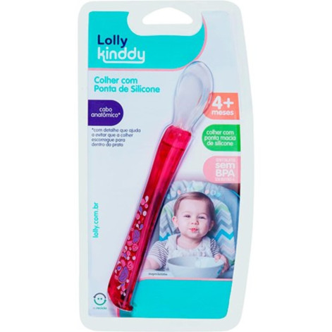  Colher Joy Lolly Ponta Silicone Rosa
