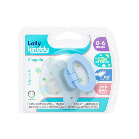 Chupeta Lolly Kinddy Star Azul T1 Silicone Ortodôntico