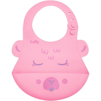 Babador de Silicone Pega Migalhas Lolly Kinddy Rosa