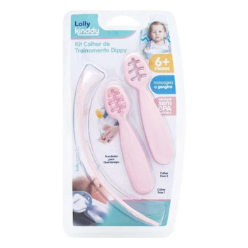 Kit Colher de Treinamento Dippy Lolly Kinddy Rosa