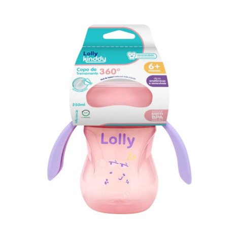 Copo 360° Lolly de Treinamento Oceano com Alça Rosa 250ml