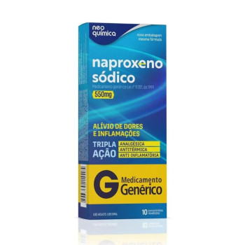 Naproxeno Sódico 550mg 10 Comprimidos Revestidos Genérico Neo Química