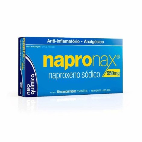 Analgésico Napronax Naproxeno Sódico 550mg 10 Comprimidos