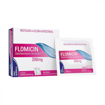 Probiótico Flomicin 200mg Sabor Uva Pó para Solução Oral 4 Sachês