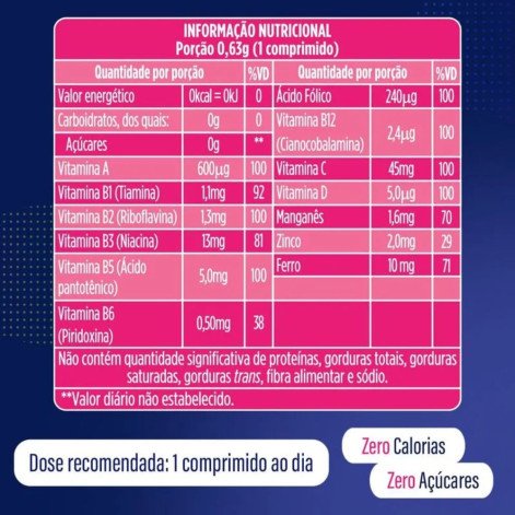 Polivitamínico Neo Química Mulher Saúde da Pele, Unhas e Cabelos 60 comprimidos