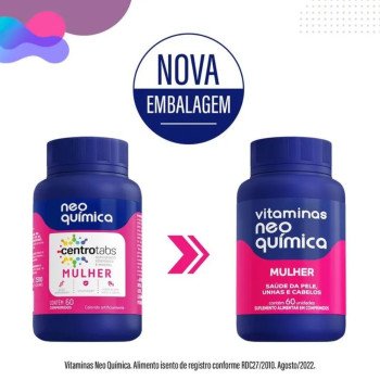 Polivitamínico Neo Química Mulher Saúde da Pele, Unhas e Cabelos 60 comprimidos