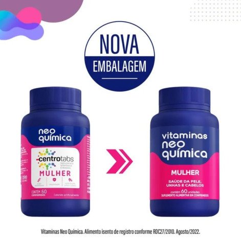 Polivitamínico Neo Química Mulher Saúde da Pele, Unhas e Cabelos 60 comprimidos