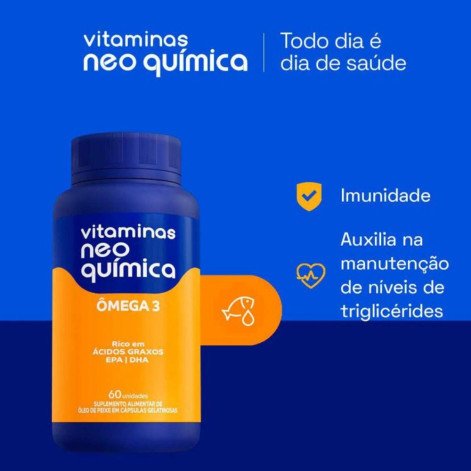 Suplemento Alimentar de Ômega 3 Vitaminas Neo Quimica com 60 Cápsulas