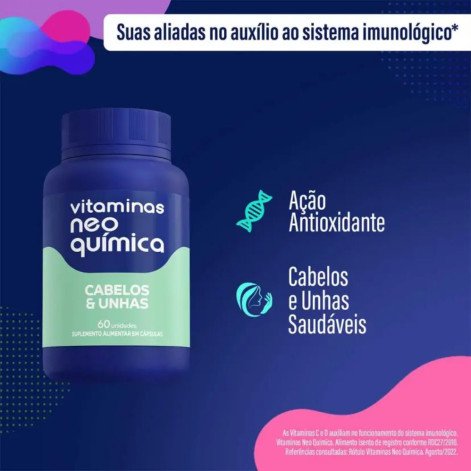 Polivitamínico Neo Química para Cabelos e Unhas 60 cápsulas