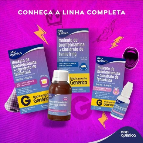 Maleato de Bronfeniramina + Cloridrato de Fenilefrina 12mg + 15mg Neo Química 12 Comprimidos