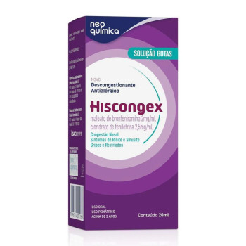 Hiscongex Maleato de Bronfeniramina 2mg/ml + Cloridrato de Fenile 2,5mg/ml Solução Gotas 20ml