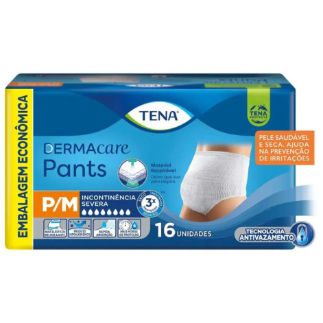 Roupa Íntima Descartável Tena Pants Dermacare Unissex P/M Absorção Intensa 16 unidades