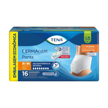 Roupa Íntima Descartável Tena Pants Dermacare Unissex P/M Absorção Intensa 16 unidades